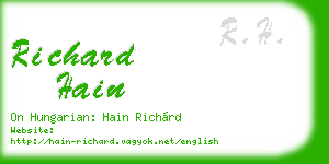 richard hain business card